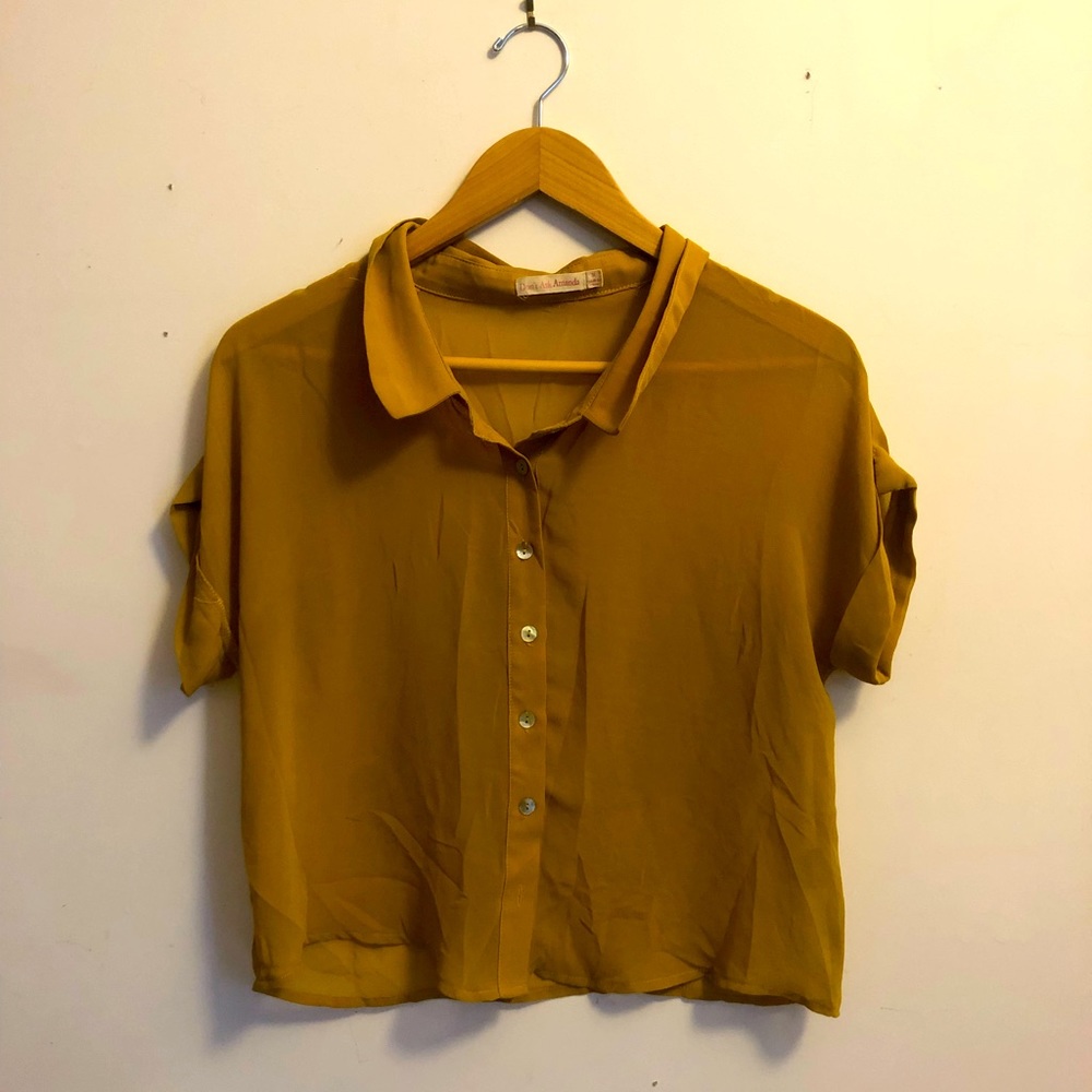 Sheer Cropped Short Sleeve Top
